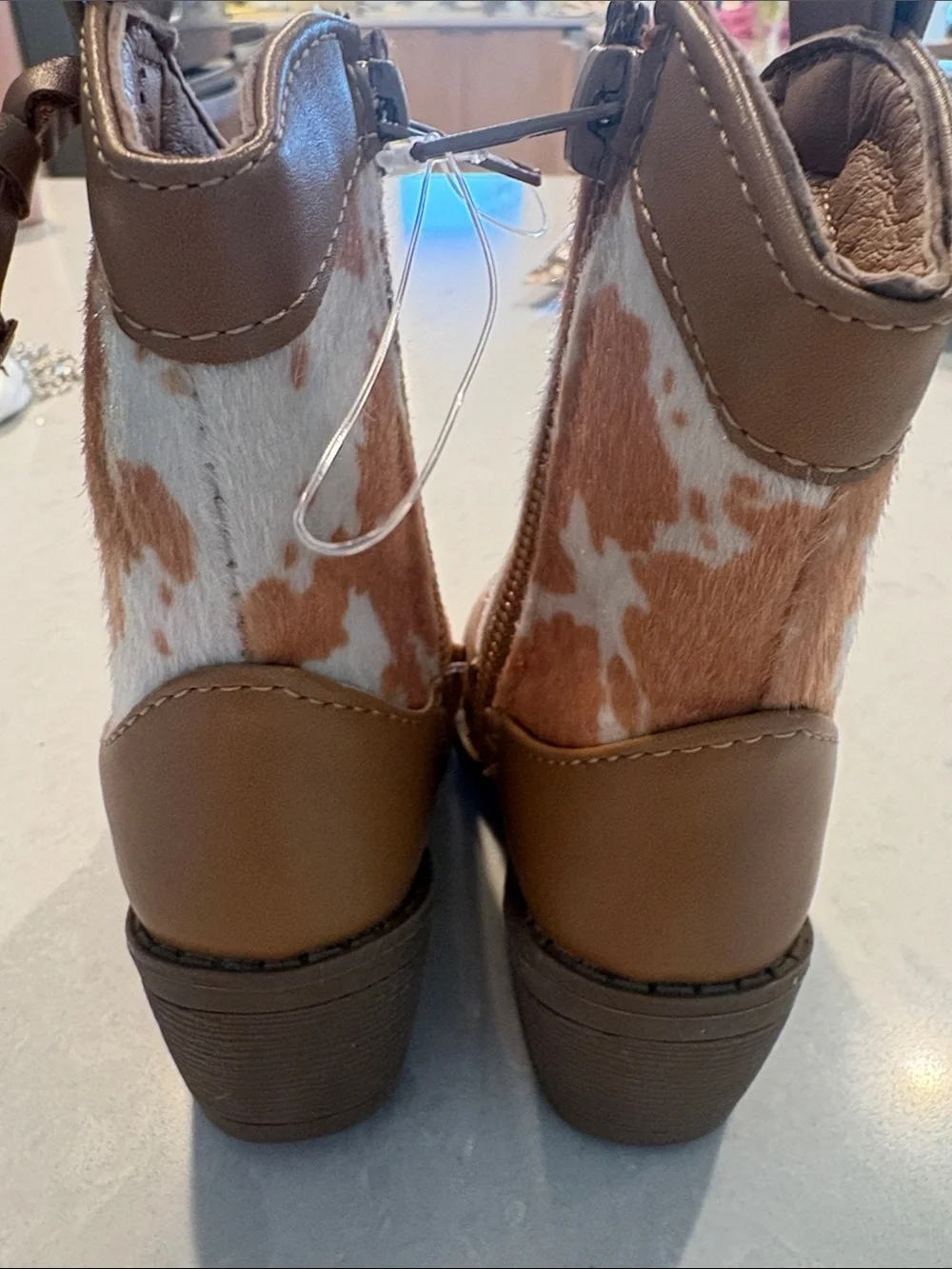 Nicole Miller Brown and White Kids Western Tassel Boots